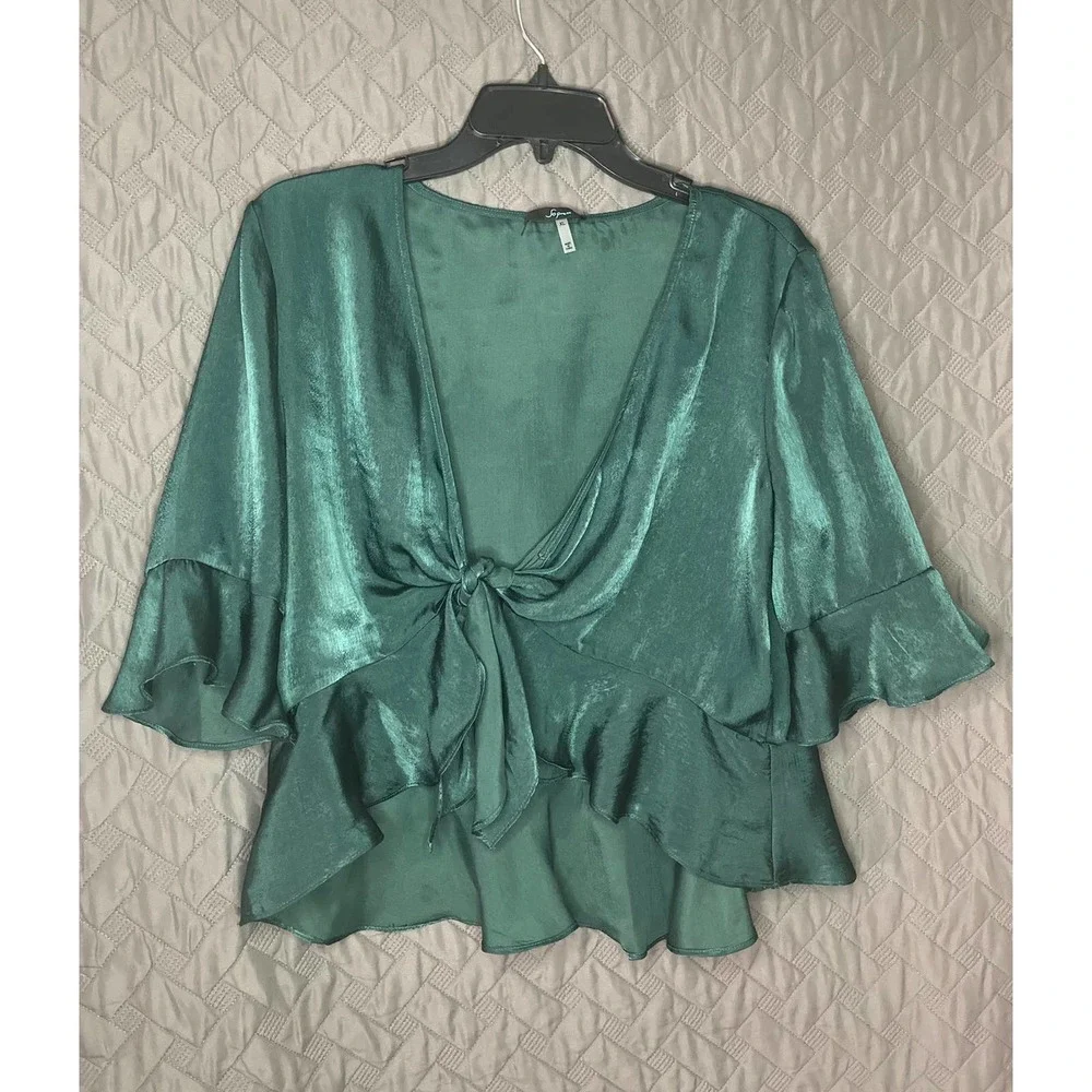 Soprano Emerald Green Ruffle Crop Size XL - Picture 1 of 3